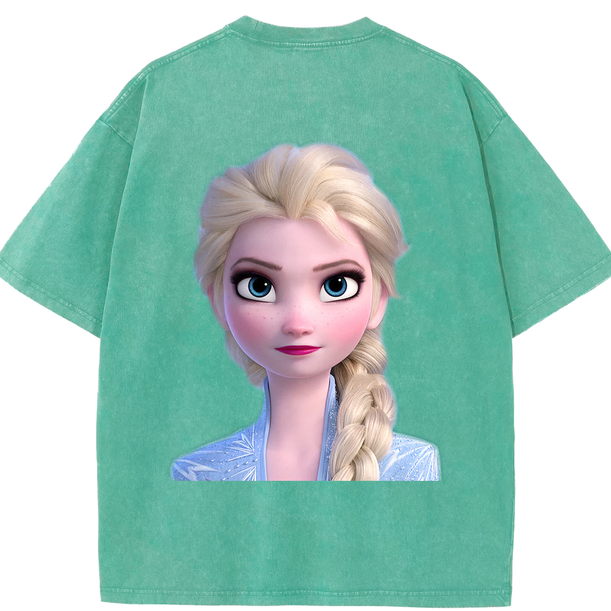 （画像用） アナと雪の女王 アンナ エルサ Frozen Anna Elsa 綿100% ヴィンテージ風 半袖Tシャツ（背面プリント）